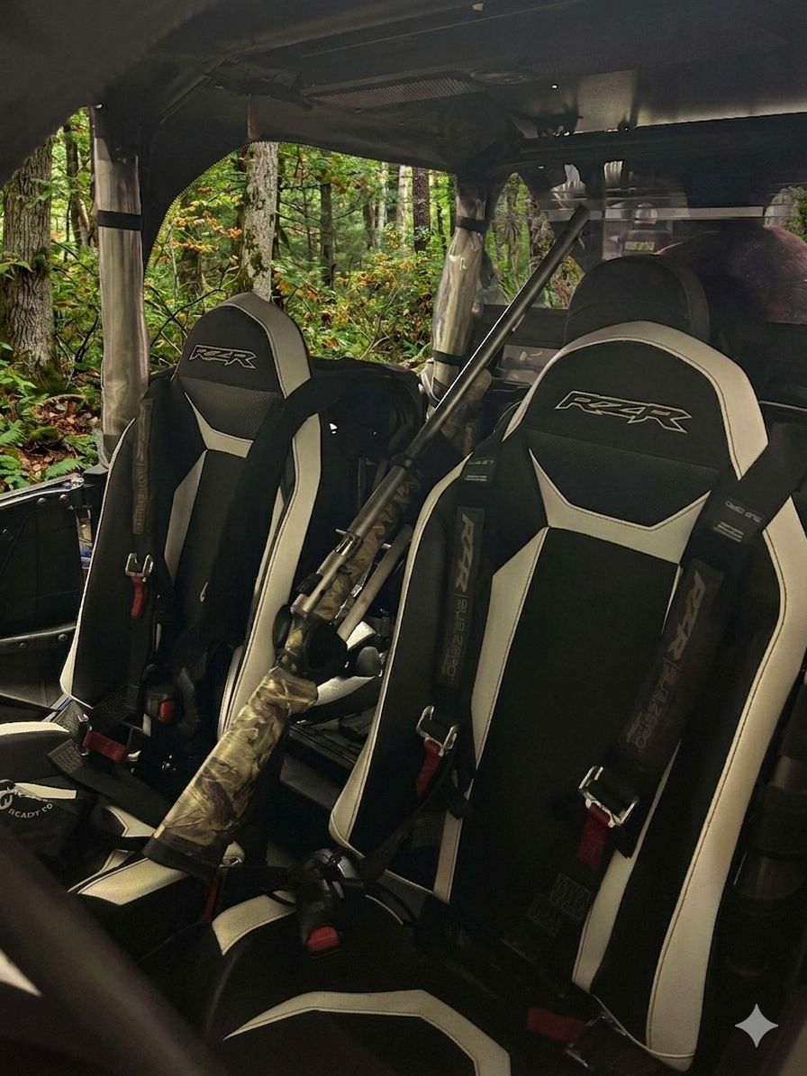 SXS gun rack in cab of polaris rzr
